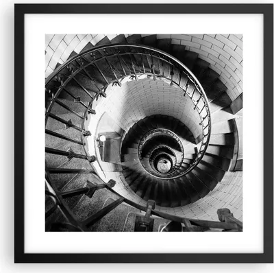 Produktbild von Gerahmtes Poster - Schwarzer Rahmen - Treppe Spirale Perspektive - 40x40 cm - Wand Bild - Wanddeko - Wandbilder - Kunstposter - Wandposter - Bilderrahmen - Bilder - Kunstdruck - P2BAC40x40-4384