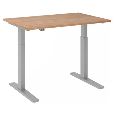 Image de Bureau réglable en hauteur XMKA | 2 moteurs | 120-180 cm | électrique | noyer, Couleur du piètement:Argent, Dimension du plateau:120 x 80 cm