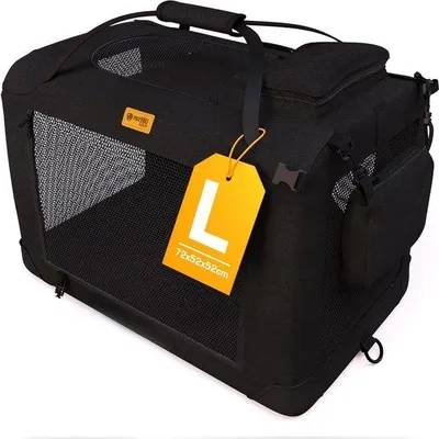 Image de Caisse de voyage pour chiens Transporteur pour animaux domestiques pour chiens Grands chiens Sac de transport pour voiture Caisse pliable pour chiens Caisses pliables pour voitures (L Noir)