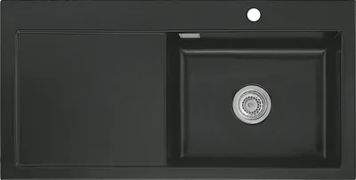 Produktbild von Flächenbündige Spüle MERA 100 SL F Nigra Becken rechts mit Handbetätigung