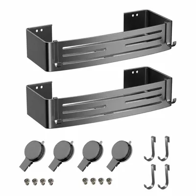 Productafbeelding van Badplanken met zuignappen, 2 stuks, 32,5 cm, aluminium doucheorganizer zonder boren, afneembaar, wandmontage, grafietgrijs