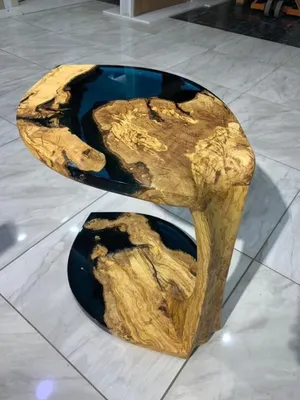 Produktbild von Beisteltisch Kaffeetisch Couchtisch Epoxidharz Braun Wohnzimmer Design