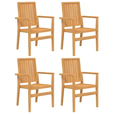 Produktbild von Gartenstühle 4 Stk. Stapelbar 56,5x57,5x91 cm Massivholz Teak