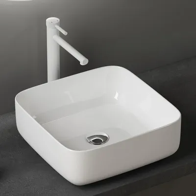 Immagine prodotto di doporro Lavabo da Appoggio in Ceramica Lavabo Lavandino Bagno Quadrato con Bordo Sottile 38,5x38,5x14 cm Bianco Lucido Lavamani Lavello senza Foro Rubinetto per Guardaroba Bagno Brš¹ssel106