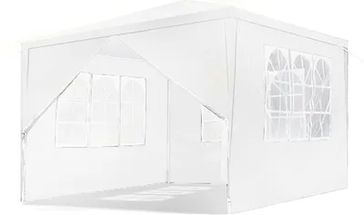 Obrázok produktu pre UISEBRT 3x3m párty stan Pavilón Vodotesný stabilný záhradný pavilón Anti-UV s bočnými panelmi a veľkými oknami Záhradný stan Marquee na záhradnú párty biely
