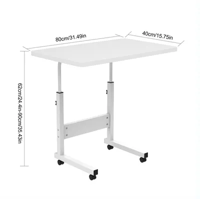 Produktbild von Laptoptisch mit Rollen höhenverstellbar Computertisch 80x40cm Bürotisch Weiß