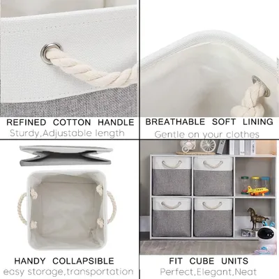 Image de Omgoods - Boîtes de rangement pliables en toile, lot de 3