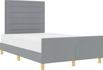 Zdjęcie produktu dla vidaXL Rama łóżka z zagłówkiem jasnoszara 120 x 200 cm tkanina