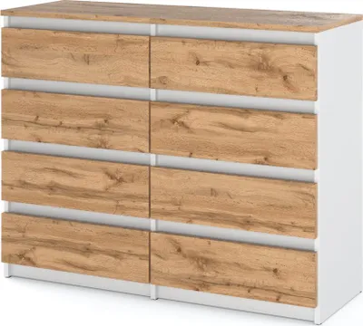 Zdjęcie produktu dla Komoda 8 Szuflad Skandynawska 120Cm Nowoczesna Hugo Szafka Rtv Biały Wotan