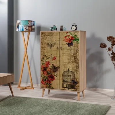 Produktbild von Skye Decor, Multibox - 734, Mehrzweckschrank, Sonoma-Eiche, 100 % MELAMINBESCHICHTETE SPANPLATTEN, 80 x 36 x 127 cm