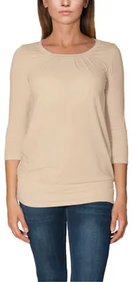 Produktbild von Alkato Damen Viskose Shirt 3/4 Arm Longshirt Top, Farbe: Beige, Größe: M