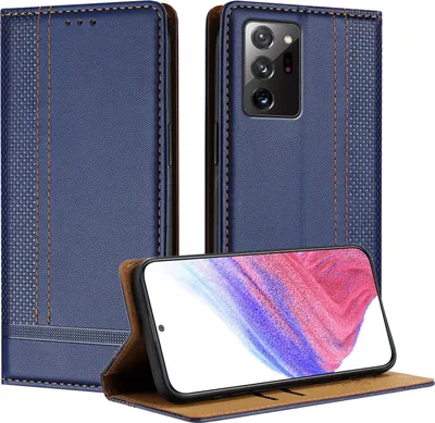 Obrázek produktu pro Pouzdro pro Samsung Galaxy Note 20 Ultra kožené flipové pouzdro s funkcí stojánku modré