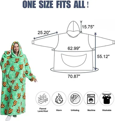 Produktbild von ASKSA Oversized Blanket Hoodie, Sherpa Fleece Wearable Blanket, Kitten