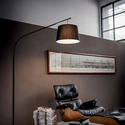Ideal lux DADDY PT1 Stehleuchte mit E27 Fassung Struktur Schwarz Lampenschirm aus Stoff
