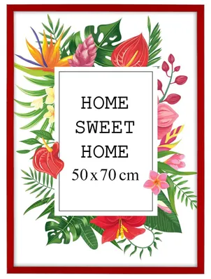 Produktbild von MG Design Rot Bilderrahmen 50 x 70 cm - Aus echtem Holz mit Acrylglas, zum Aufhängen & Aufstellen, für Fotos, Poster & Puzzle