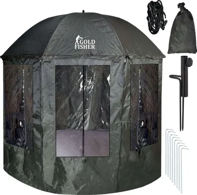Image de Tente parapluie de pêche avec housse JUKON vert foncé