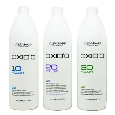 Produktbild von Alfaparf Oxido'o 3% [10 Vol.] 1000ml + Alfaparf Oxido'o 6% [20 Vol.] 1000ml + Alfaparf Oxido'o 9% [30 Vol.] 1000ml