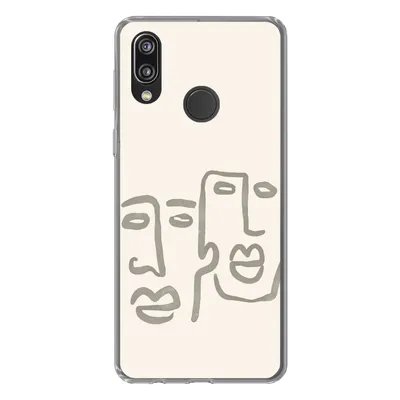 Produktbild von MuchoWow® Handyhülle Schutzhülle Hülle für Huawei P20 Lite (2020) Gesicht - Abstrakt - Strichzeichnung Silikon Softcase Handy Hülle - Kartenhalter