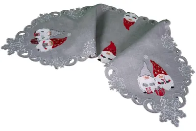 Produktbild von Tischläufer AMIRA Weihnachten Wichtel Polyester hellgrau 40 x 140 cm