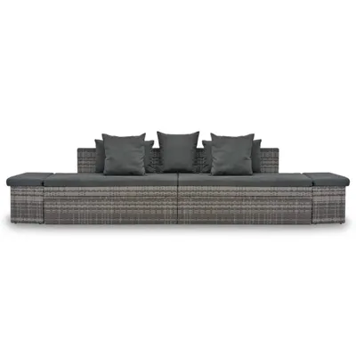 Image de vidaXL Ensemble de salon de jardin 4 pièces avec coussins Gris Poly rotin
