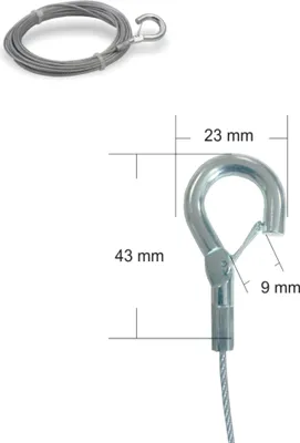 Produktbild von Drahtseil Ø 1,5 mm, 7x7, mit Haken mit Sicherheitsdrahtbügel , Stahl verzinkt | Länge 10000 mm