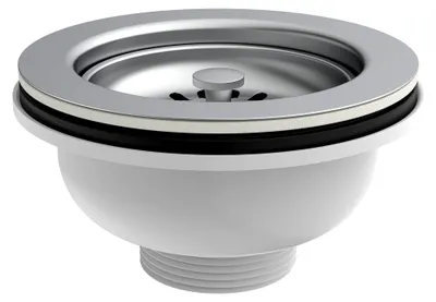 Produktbild von Siebkorbventil Ø 114 mm 11/2" weiß, Spülenablauf zum Nachrüsten oder Austauschen, entnehmbares Küchenabflusssieb