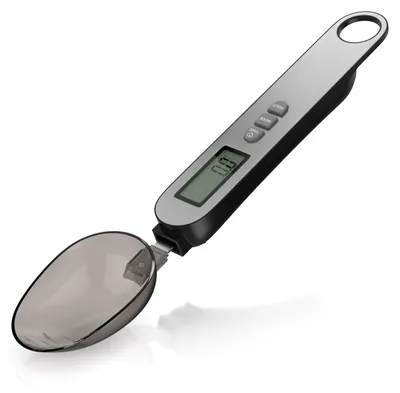 Obrázek produktu pro Váha Arendo na lžíce z nerezové oceli, kuchyňská váha digitální, jemná stupnice, LCD displej, max. 500 g, 0,1 g, 2 odnímatelné lžíce se stupnicí, automatické vypnutí 60 s