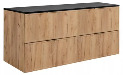 Zdjęcie produktu dla Szafka Łazienkowa Wisząca Stojąca Pod Umywalkę 160 Cm Dąb Blat Szary