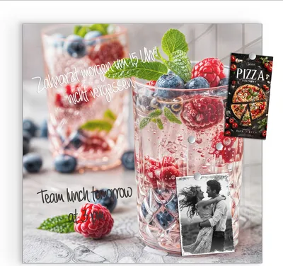 Produktbild von Magnettafel 30x30cm Pinnwand Whiteboard beschreibbar - Cocktail Beeren