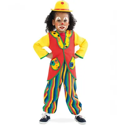 A child dressed as a clown.