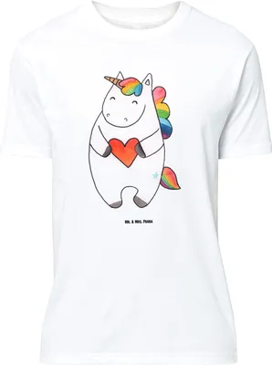 Produktbild von Mr. & Mrs. Panda T-Shirt Einhorn Herz - Weiß - Geschenk, Bunt, Unicorn, Einhörner, Großes, mit Spruch, Freundin, Lustig, Oversize, Tshirt, Shirt