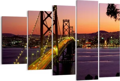 Produktbild von Bild auf Leinwand - Leinwandbild - Brücke Fluss Landschaft - 150x100cm - Wand Bild - Wanddeko - Leinwanddruck - Bilder - Kunstdruck - Wanddekoration - Leinwand bilder - Wandkunst - EG150x100-0120