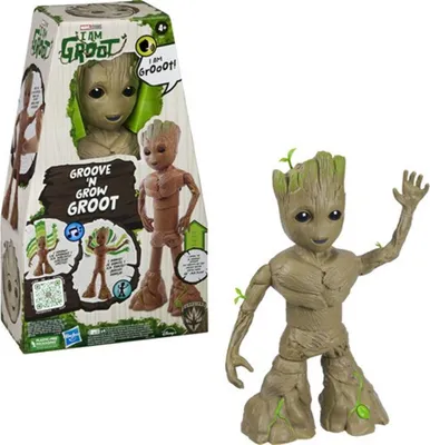 A product image showing the packaging and the toy figure of Groot.