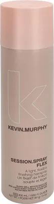 A product shot of a Kevin Murphy Session Spray Flex hairspray can.