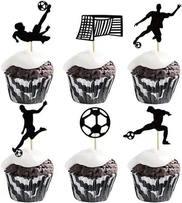 Immagine prodotto di Decorazioni per torte a tema calcio per compleanni e feste sportive, 24 pezzi, plastica