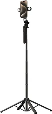 Immagine prodotto di Treppiede telescopico da 1,75 m in lega di alluminio con doppia luce e supporto per telefono - Selfie Stick WH181D-Y1S