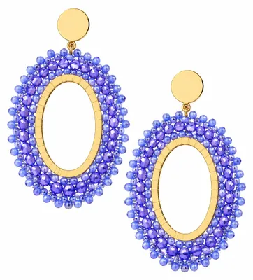 Produktbild von Ohrhänger Blush Oval Sommer Hellrosa Blau oder Weiß Statement Yehwang – blau-lila