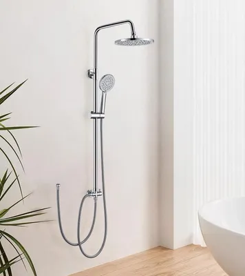 Image de Ensemble de barre de douche RVS avec douchette à main et système de douche à effet pluie