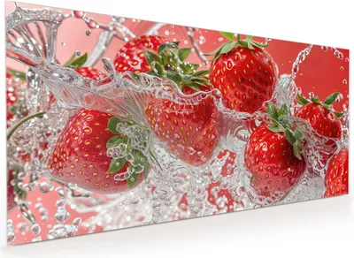 Produktbild von Küchenrückwand Spritzschutz Glas mit Motiv Erdbeerspritzer 40 x 40 cm