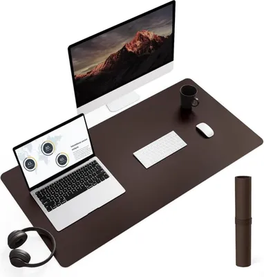 Produktbild von Schreibtischunterlage Mauspad Leder Wildleder 90x43cm Dunkelbraun