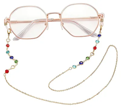 Produktbild von Brillenkette für Damen, bunte Brillenkette mit künstlichen Edelsteinen, Retro-Perlenband für Sonnenbrillen, Brillenbänder für Lesebrillen G
