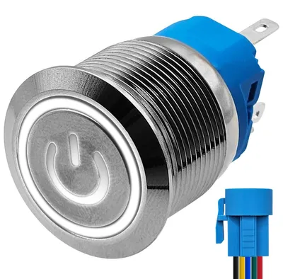 Produktbild von ProRide Drucktaster ON/OFF 22 mm mit Kabel - 220 V - Weiße LED