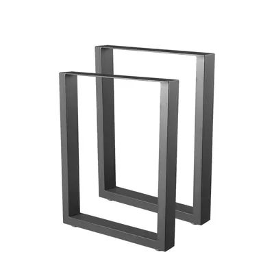 Image de Bc-elec - HM6072-B Set de 2 pieds de table en acier, noir, pieds de meuble, pieds de table en métal 60x72cm pieds de meuble