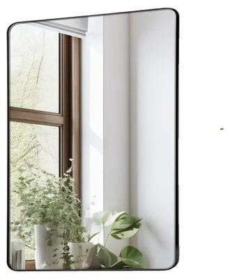 Obrázok produktu pre VEVOR nástenné zrkadlo zrkadlo na líčenie kúpeľňové zrkadlo 915 x 610 x 25 mm obdĺžnikové zrkadlo, čierny rám z hliníkovej zliatiny s držiakom v tvare Z