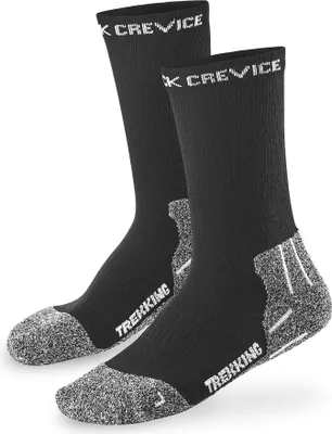 Immagine prodotto di BLACK CREVICE - Donne/Uomini/Bambini - Calze da trekking, sport ed escursioni - 3 paia | Colore: Nero/Arancione | Taglia: 3 (43-46)