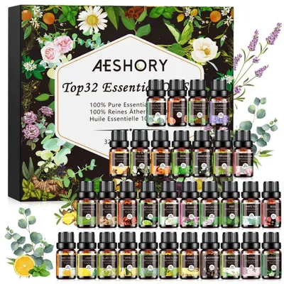 Immagine prodotto di Set di oli essenziali, 32 flaconi da 5 ml, puri e naturali, per diffusori, aromaterapia e profumi