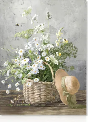 Produktbild von Gänseblümchen Rustikale Blumen Leinwandbild 30x40 cm - Ungerahmt