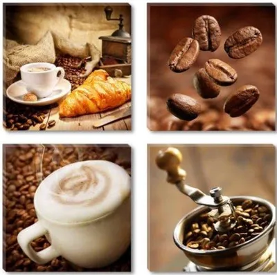 Produktbild von Famanu Canvasfoto Set Kaffee-Thema – 4-teilig, 30x30 cm