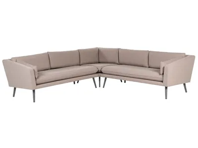 Produktbild von BELIANI Garten-Ecksofa Beige Stoffbezug L-förmig 5-Sitzer Modulsofa Modern Garten Terrasse Wohnzimmer Möbel Wohnecke Wohnlandschaft Sitzecke Sitzmöbel