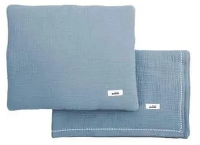 Immagine prodotto di Set da neonato in mussola a tema stelline | Copertina 80x100 + Cuscino 30x40 cm 0m+